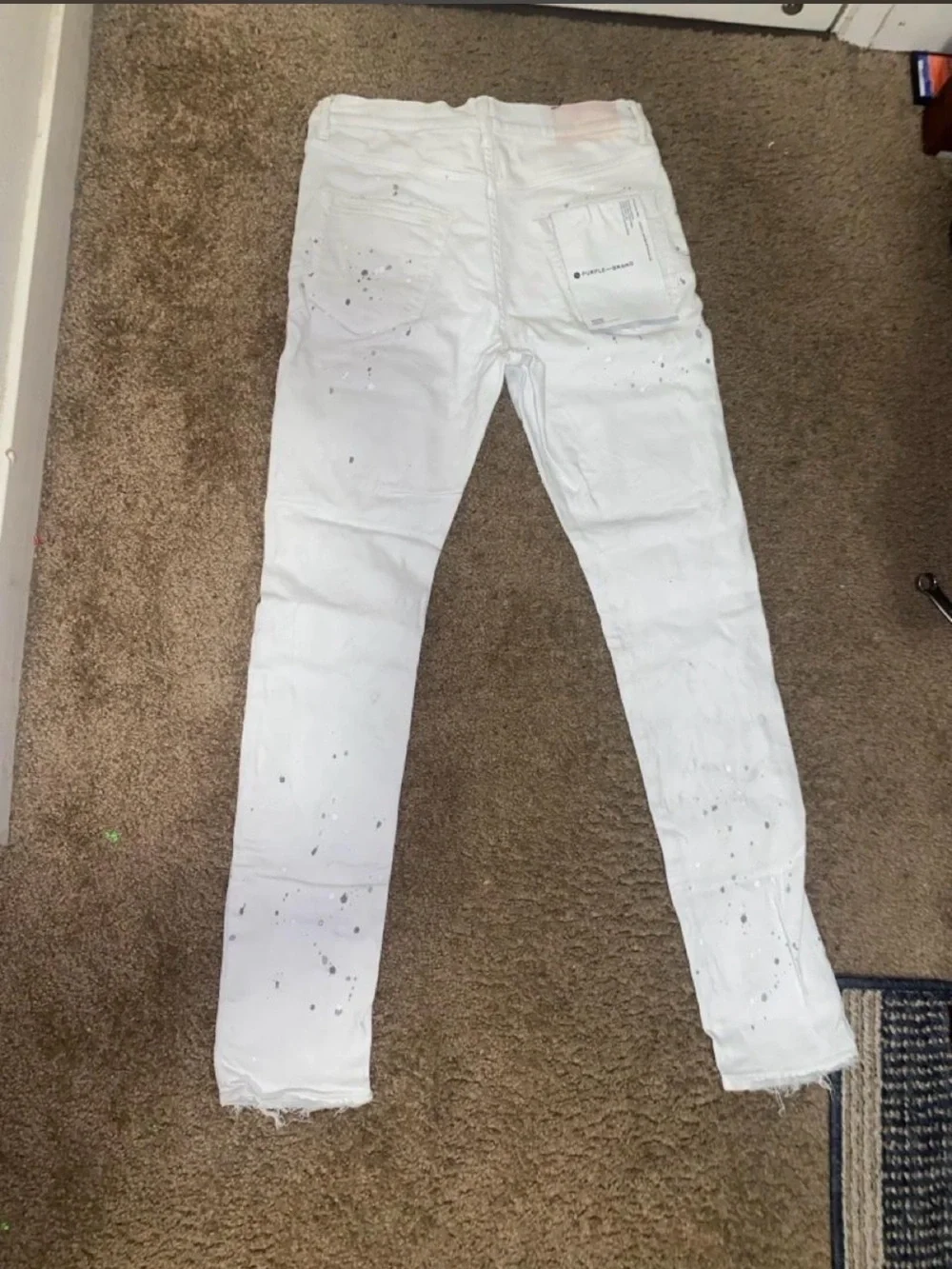 Purple Brand Men's White Skinny Distressed Jeans
